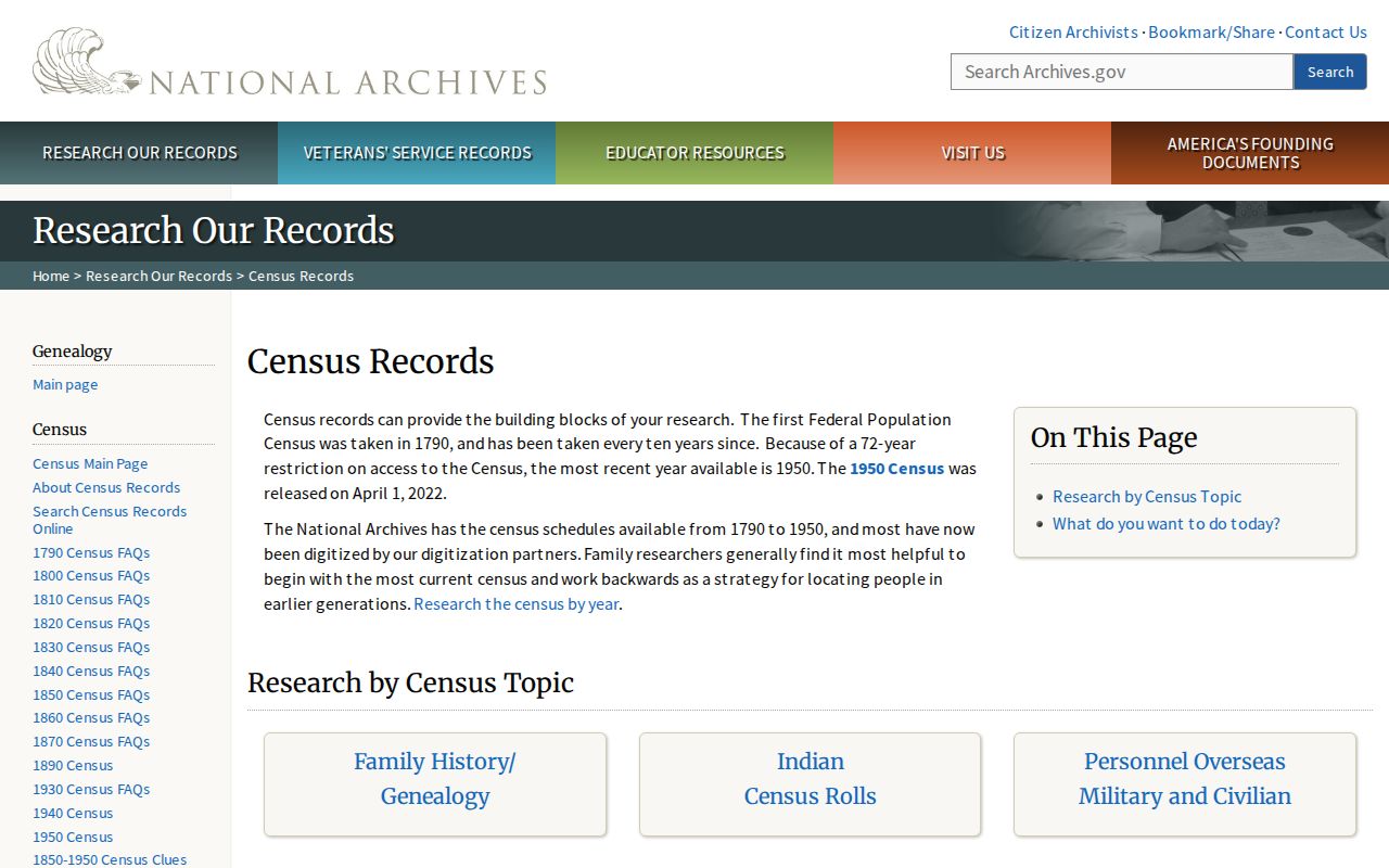 West Chester Township address-history household research with National Archives census records
