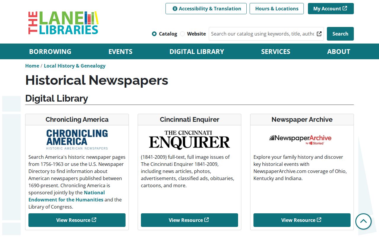 West Chester Township address-history research in Lane historical newspaper collections