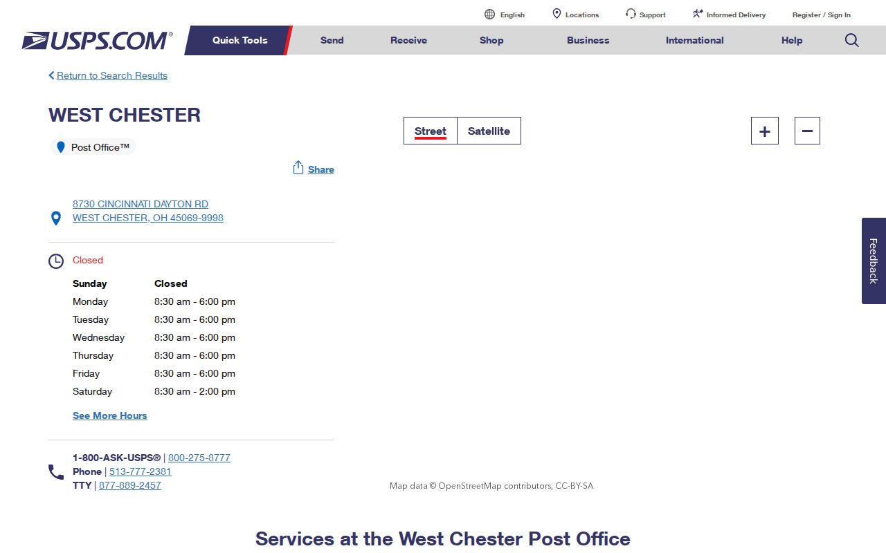 West Chester Township ZIP code directory USPS West Chester Post Office details
